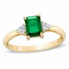 Thumbnail Image 1 of Emerald-Cut Lab-Created Emerald and White Sapphire Ring in 10K Gold