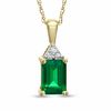 Thumbnail Image 1 of Emerald-Cut Lab-Created Emerald and White Sapphire Pendant in 10K Gold