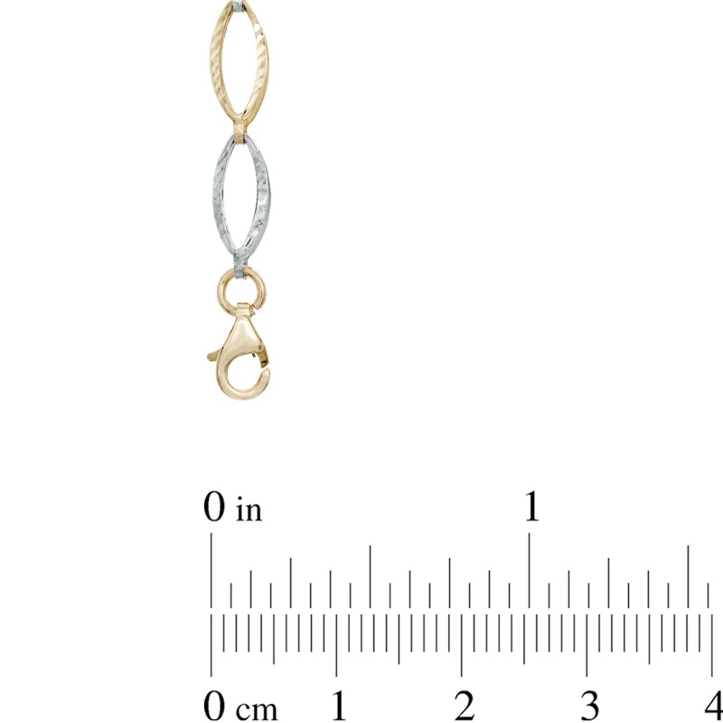 Diamond-Cut Fashion Link Bracelet in 10K Two-Tone Gold - 7.25"