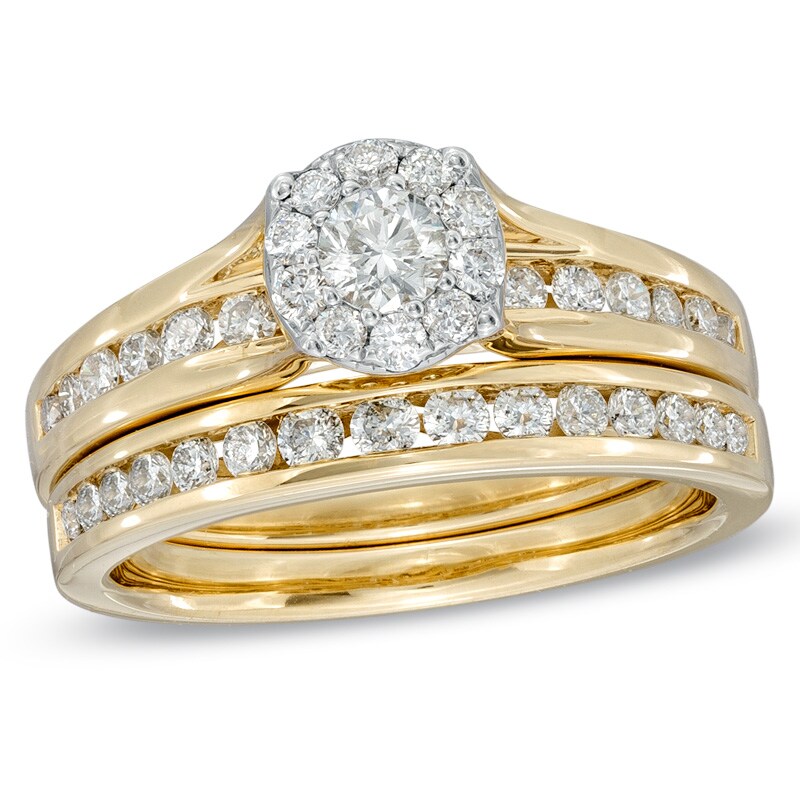 Main Image 1 of 1 CT. T.W. Diamond Cluster Bridal Set in 14K Gold