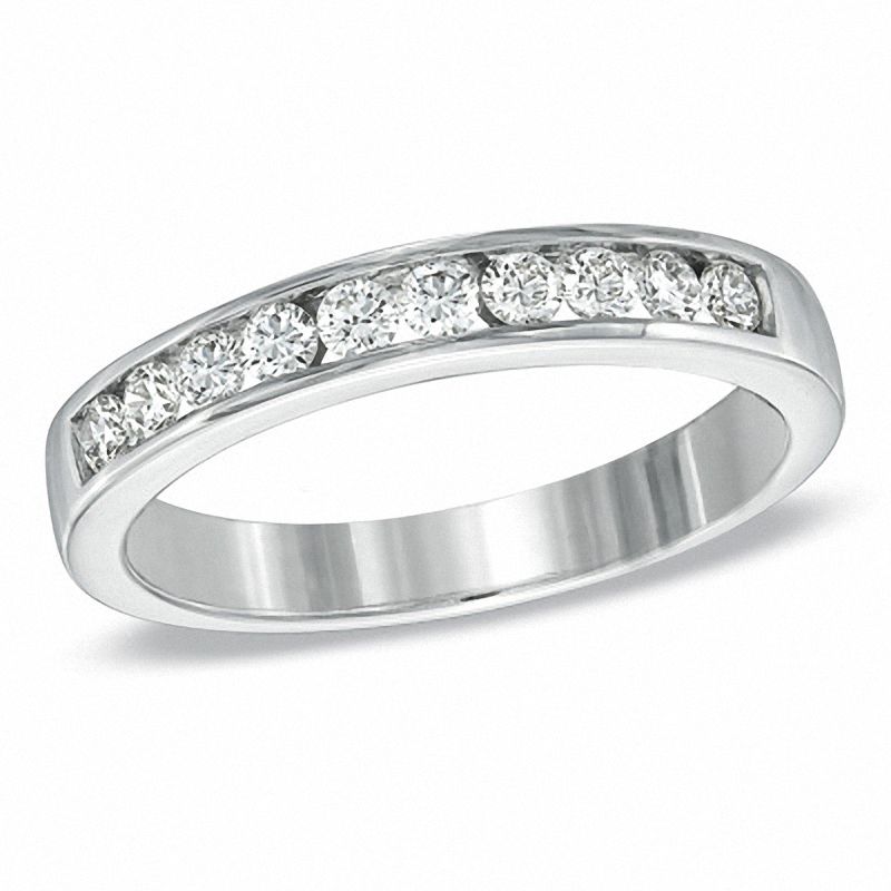 Main Image 1 of 3/8 CT. T.W. Certified Diamond Wedding Band in 18K White Gold (H/VS2)