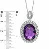 Thumbnail Image 2 of Oval Purple Quartz and Lab-Created White Sapphire Pendant in Sterling Silver