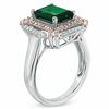 Thumbnail Image 2 of Emerald-Cut Lab-Created Emerald and White Sapphire Ring in Two-Tone Sterling Silver
