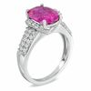 Thumbnail Image 2 of Oval Lab-Created Pink and White Sapphire Ring in Sterling Silver