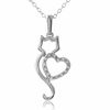Thumbnail Image 0 of Diamond Accent Cat with Heart Pendant in Sterling Silver