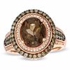 Thumbnail Image 1 of Oval Smoky Quartz and 3/4 CT. T.W. Enhanced Champagne and White Diamond Ring in 10K Rose Gold