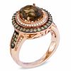 Thumbnail Image 2 of Oval Smoky Quartz and 3/4 CT. T.W. Enhanced Champagne and White Diamond Ring in 10K Rose Gold