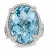 Thumbnail Image 0 of Oval Sky Blue Topaz and Lab-Created White Sapphire Ring in Sterling Silver