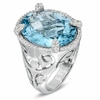 Thumbnail Image 1 of Oval Sky Blue Topaz and Lab-Created White Sapphire Ring in Sterling Silver