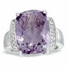 Thumbnail Image 0 of Cushion-Cut Rose de France Amethyst and Lab-Created White Sapphire Ring in Sterling Silver