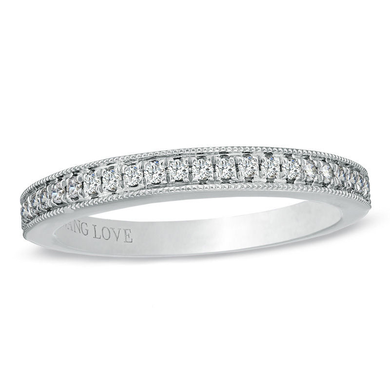 Main Image 1 of Vera Wang Love Collection 1/5 CT. T.W. Diamond Milgrain Wedding Band in 14K White Gold
