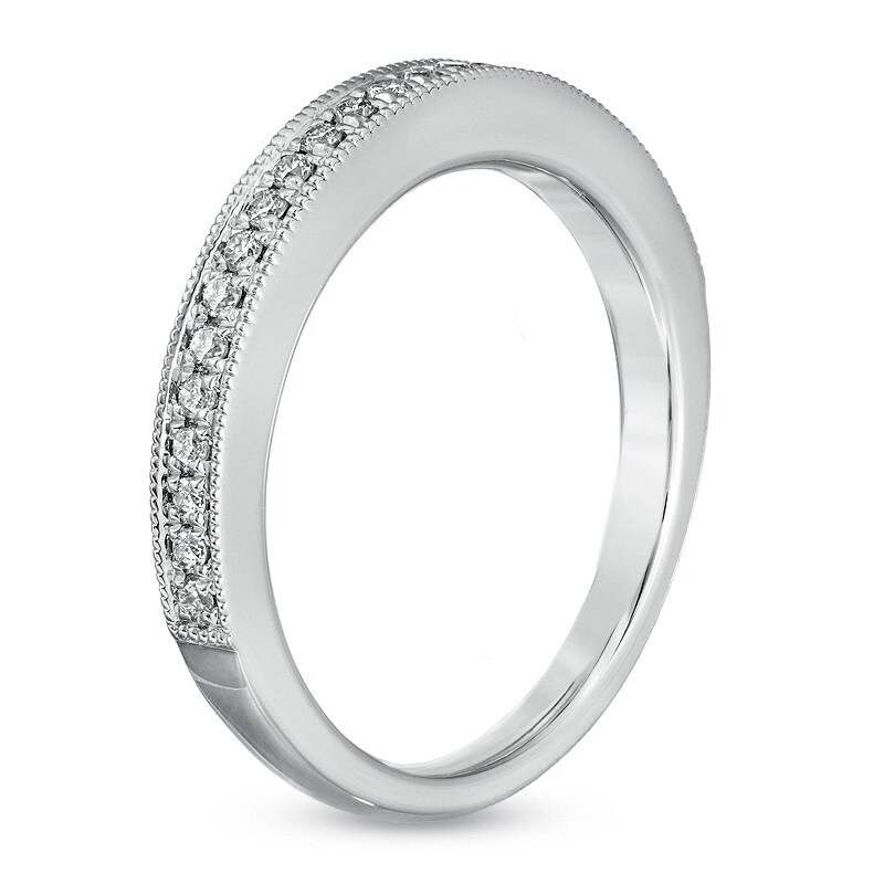 Main Image 2 of Vera Wang Love Collection 1/5 CT. T.W. Diamond Milgrain Wedding Band in 14K White Gold