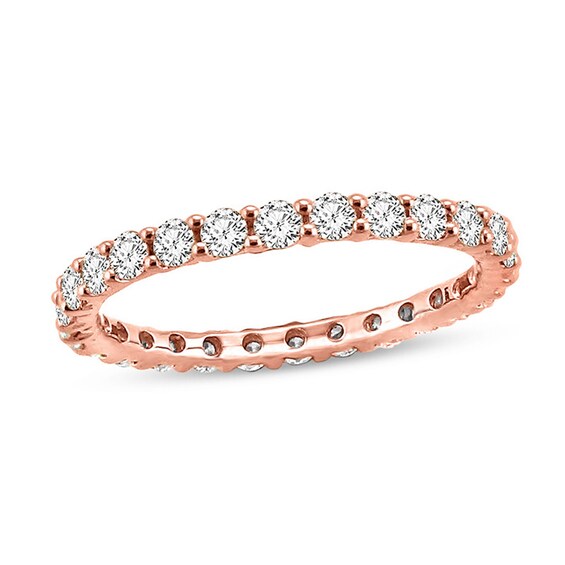 1 CT. T.W. Diamond Eternity Wedding Band in 14K Rose Gold | Zales