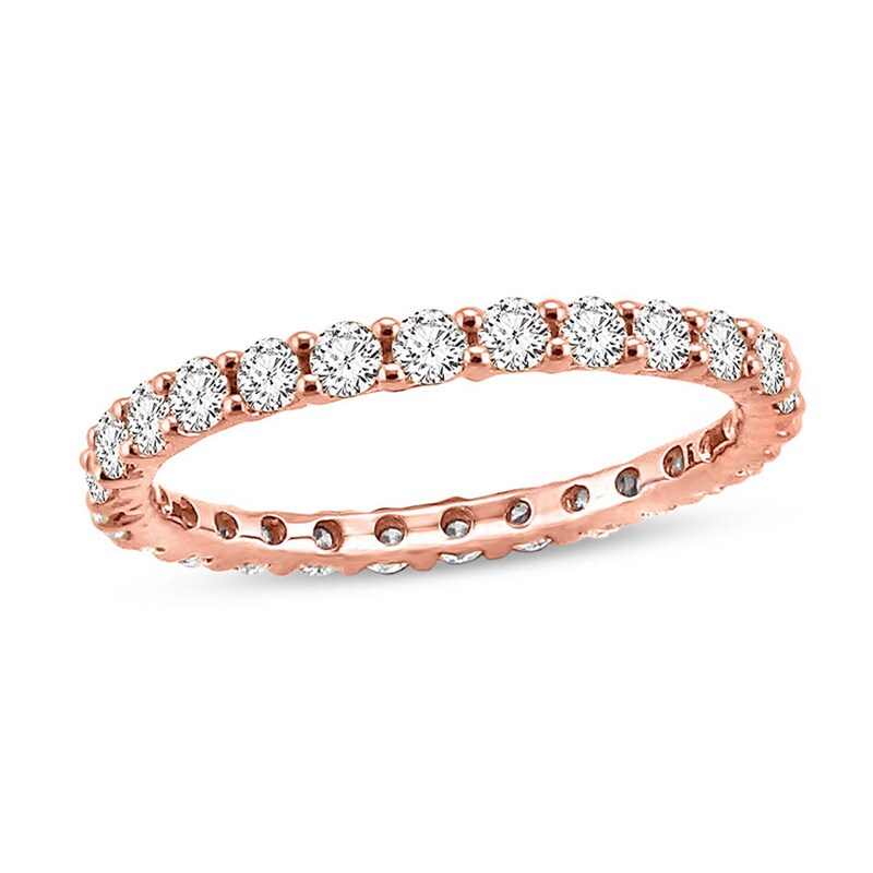 Main Image 1 of 1 CT. T.W. Diamond Prong-Set Eternity Wedding Band in 14K Rose Gold