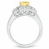 Thumbnail Image 2 of 1-5/8 CT. T.W. Certified Cushion-Cut Yellow Diamond Frame Engagement Ring in 18K White Gold (P/SI2)