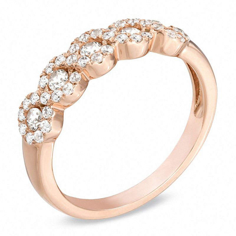 Main Image 2 of 1/2 CT. T.W. Diamond Five Stone Braided Anniversary Band in 10K Rose Gold