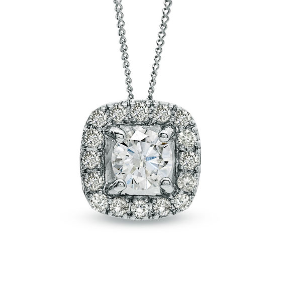 1/3 CT. T.w. Certified Canadian Diamond Frame Pendant in 14K White Gold (I/I2) - 17"