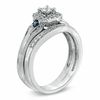 Thumbnail Image 2 of 1/2 CT. T.W. Enhanced Blue and White Diamond Vintage-Style Frame Bridal Set in 10K White Gold