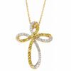 Thumbnail Image 1 of 1/3 CT. T.W. Yellow and White Diamond Looped Cross Pendant in 10K Gold