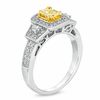 Thumbnail Image 2 of 1 CT. T.W. Certified Cushion-Cut Yellow Diamond Frame Engagement Ring in 18K White Gold (P/SI2)