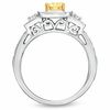 Thumbnail Image 3 of 1 CT. T.W. Certified Cushion-Cut Yellow Diamond Frame Engagement Ring in 18K White Gold (P/SI2)