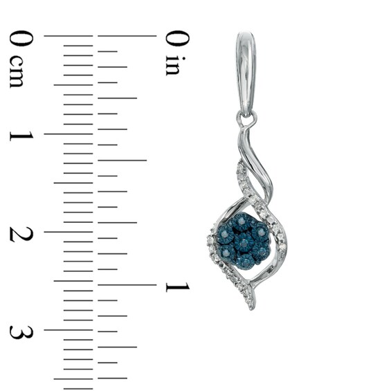 1/10 CT. T.w. Enhanced Blue and White Diamond Cluster Twist Drop Earrings in Sterling Silver