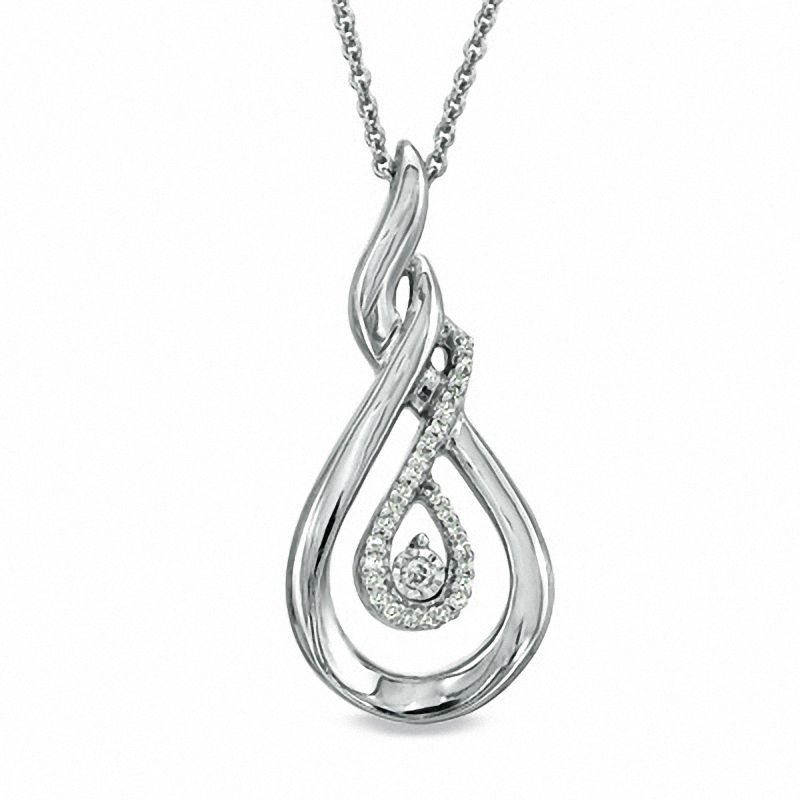 Main Image 1 of 1/10 CT. T.W. Diamond Double Loop Twist Pendant in Sterling Silver