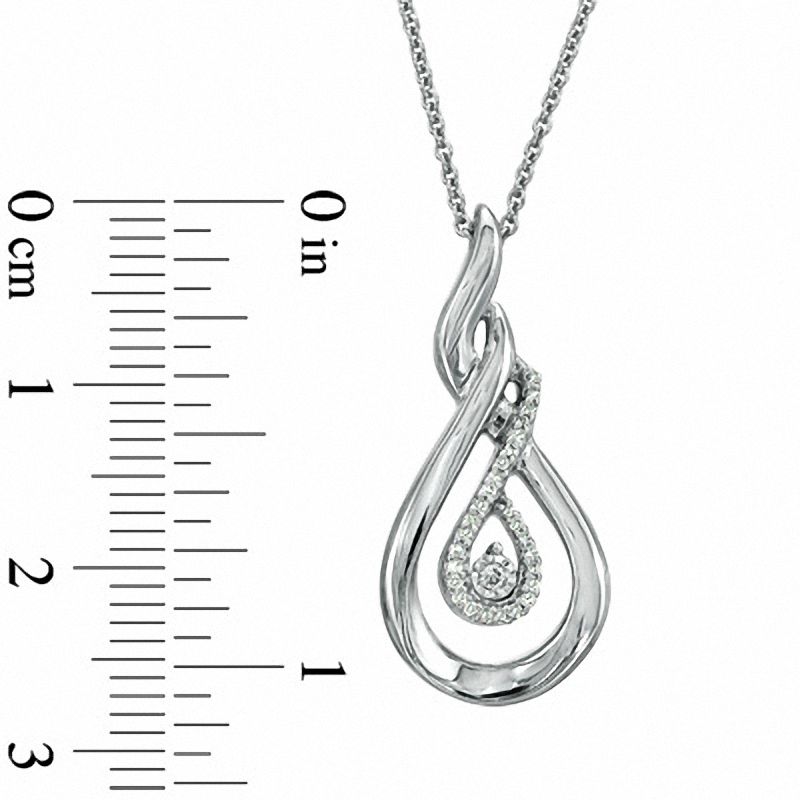 1/10 CT. T.W. Diamond Double Loop Twist Pendant in Sterling Silver