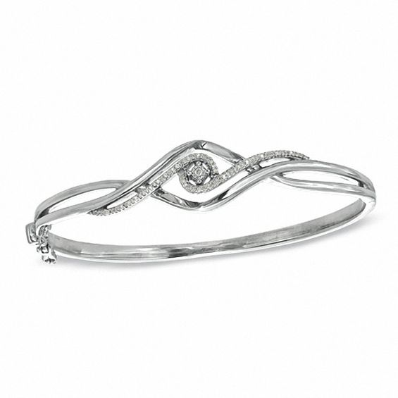 1/7 CT. T.w. Diamond Swirl Bypass Bangle in Sterling Silver