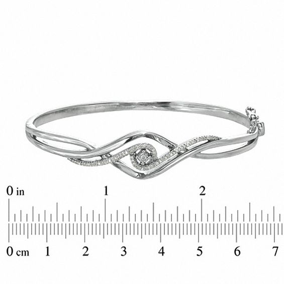 1/7 CT. T.w. Diamond Swirl Bypass Bangle in Sterling Silver