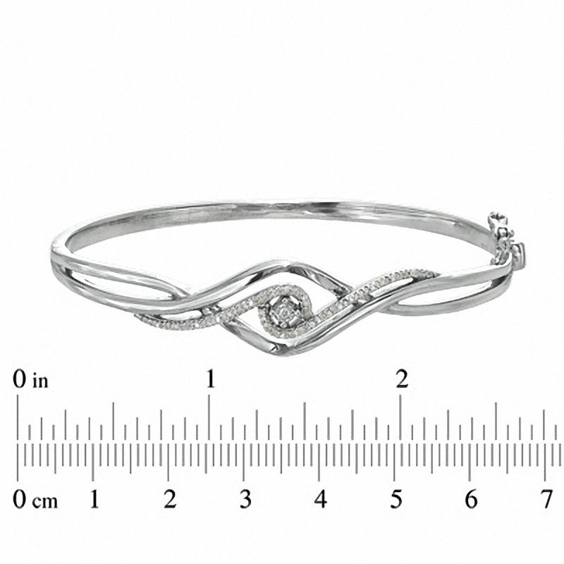 Main Image 2 of 1/7 CT. T.W. Diamond Swirl Bypass Bangle in Sterling Silver