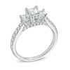 Thumbnail Image 2 of Celebration Ideal 1-1/5 CT. T.W. Princess-Cut Certified Diamond Three Stone Ring in 14K White Gold (J/I1)