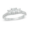 Thumbnail Image 1 of Celebration Ideal 1-1/5 CT. T.W. Certified Diamond Three Stone Engagement Ring in 14K White Gold (J/I1)