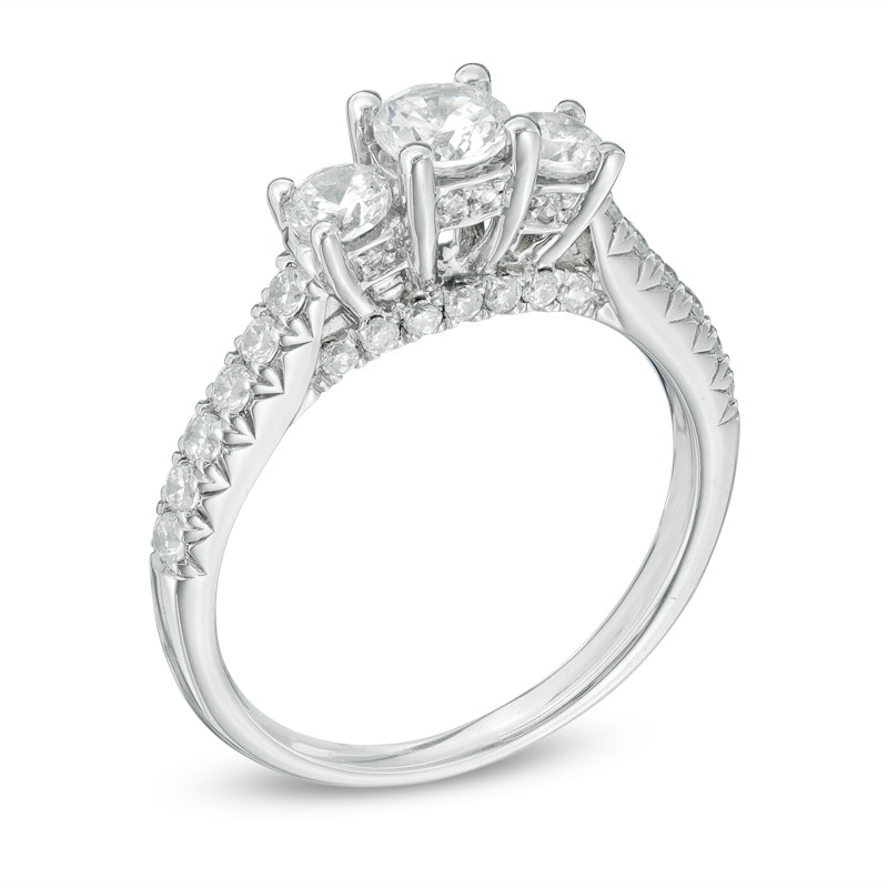 Main Image 2 of Celebration Ideal 1-1/5 CT. T.W. Certified Diamond Three Stone Engagement Ring in 14K White Gold (J/I1)