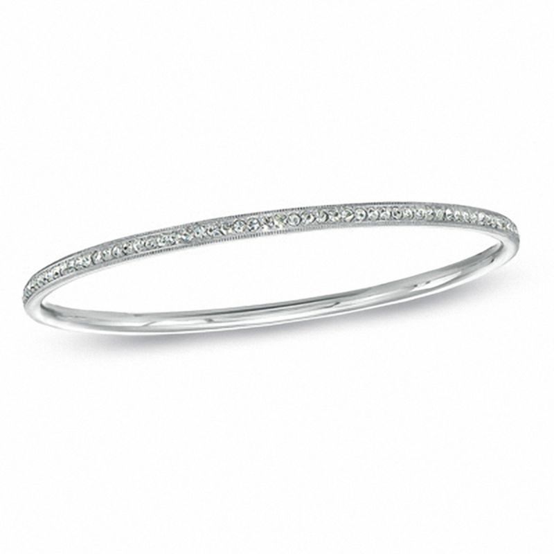 Main Image 1 of AVA Nadri Crystal Bangle in White Rhodium Brass - 7.5"