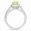 Thumbnail Image 3 of 1-1/8 CT. T.W. Certified Cushion-Cut Yellow Diamond Frame Bridal Set in 18K White Gold (P/SI2)