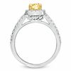 Thumbnail Image 2 of 1-1/8 CT. T.W. Certified Cushion-Cut Yellow Diamond Frame Bridal Set in 18K White Gold (P/SI2)