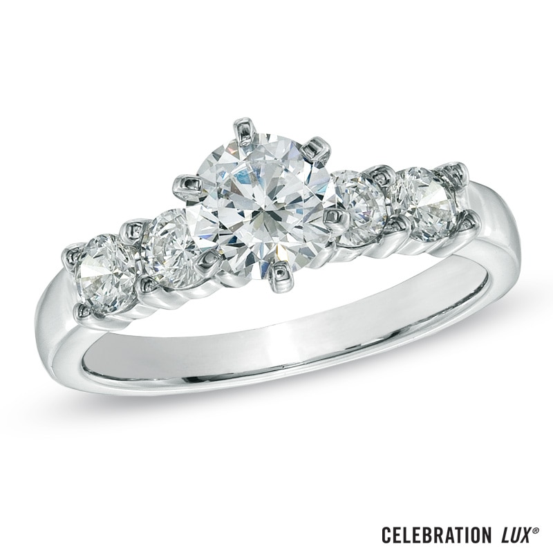 Main Image 1 of Celebration Lux® 1-1/4 CT. T.W. Certified Diamond Engagement Ring in 18K White Gold (I/SI2)