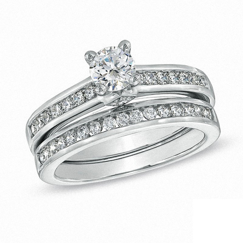 Main Image 1 of Celebration Lux® 1 CT. T.W. Certified Diamond Bridal Set in 18K White Gold (I/SI2)