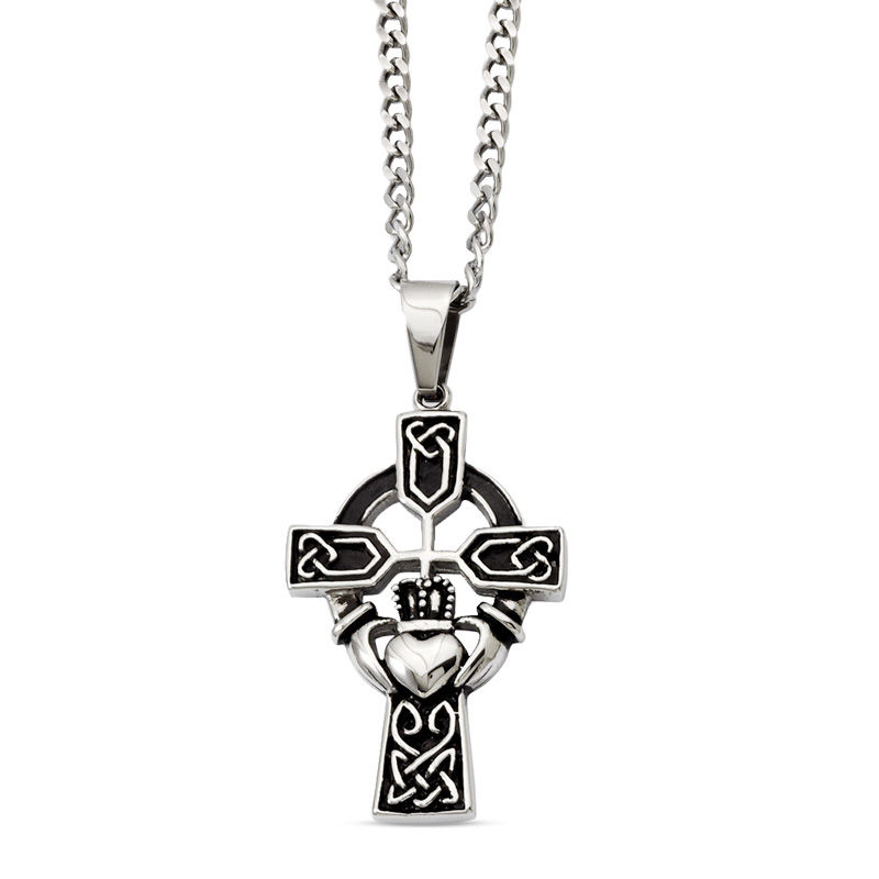 Sterling Silver Claddagh Cross Necklace. up to Two Charms, Sterling Silver  Celtic Cross Necklace. Silver Claddagh Cross Pendant. W9254 - Etsy