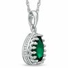 Thumbnail Image 1 of Pear-Shaped Lab-Created Emerald Crown Pendant in Sterling Silver