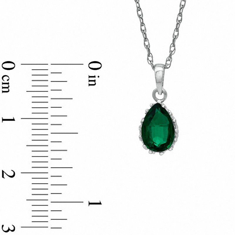 Main Image 3 of Pear-Shaped Lab-Created Emerald Crown Pendant in Sterling Silver