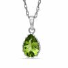 Thumbnail Image 0 of Pear-Shaped Peridot Crown Pendant in Sterling Silver