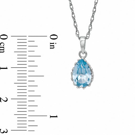 Pear-Shaped Lab-Created Aquamarine Crown Pendant in Sterling Silver | Zales