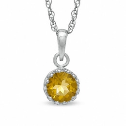 6.0mm Citrine Crown Pendant in Sterling Silver