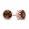 Thumbnail Image 0 of 6.0mm Smoky Quartz Crown Earrings in Sterling Silver with 14K Rose Gold Plate