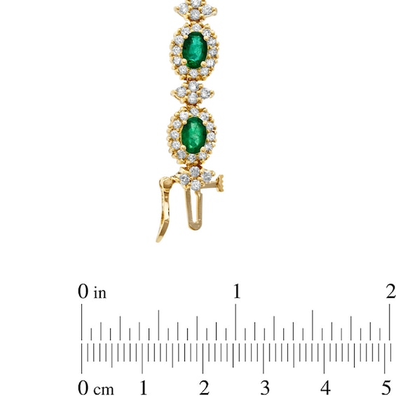 Oval Emerald and 4 CT. T.w. Diamond Bracelet in 14K Gold - 7.25"