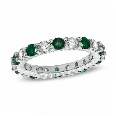 Diamond Engagement Bridal Ring 14k White Gold 4.29 Ct Emerald Full Eternity Band