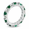 Thumbnail Image 1 of Emerald and 1 CT. T.W. Diamond Eternity Band in 14K White Gold