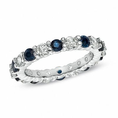 Details about   5ct Emerald Blue Sapphire Eternity Ice Wedding Band Ring 14k White Gold Finish 